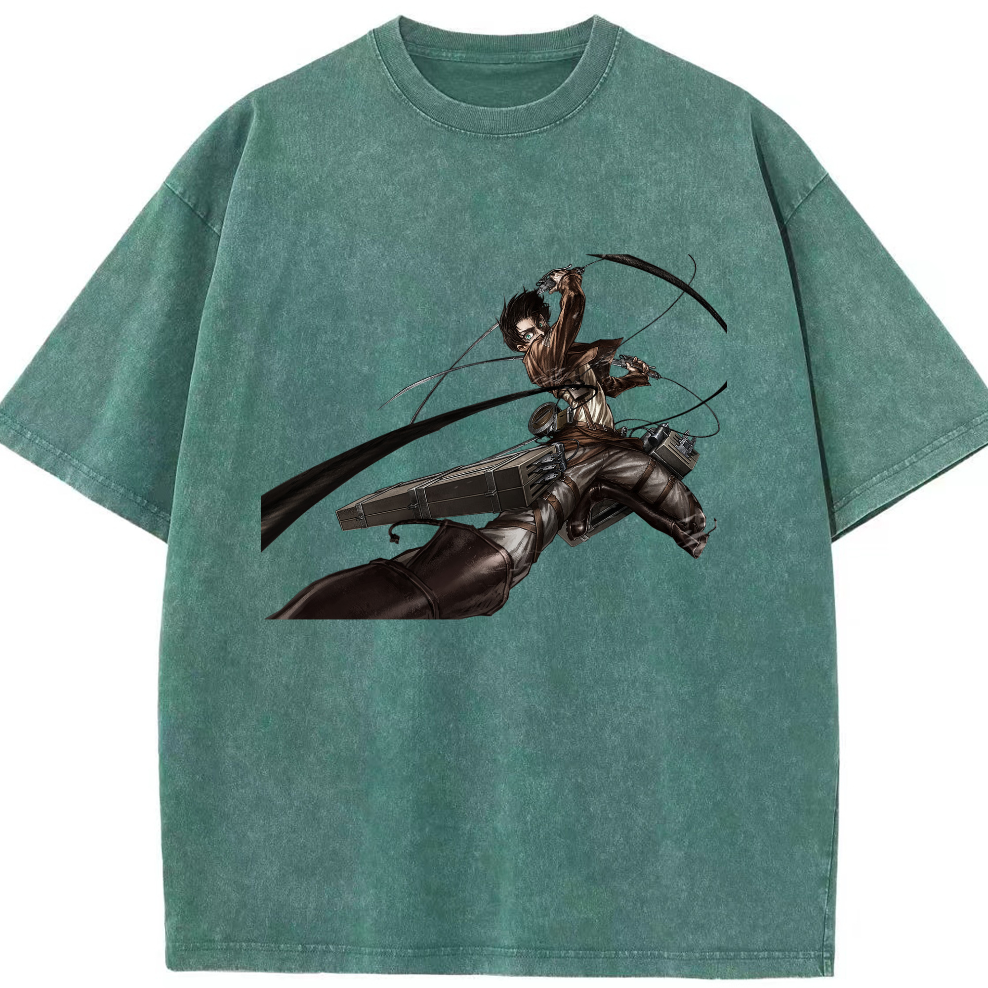 （画像用） 進撃の巨人 エレン･イェーガー Attack on Titan Eren Jäger 綿100% ヴィンテージ風 半袖Tシャツ（フロントプリント）